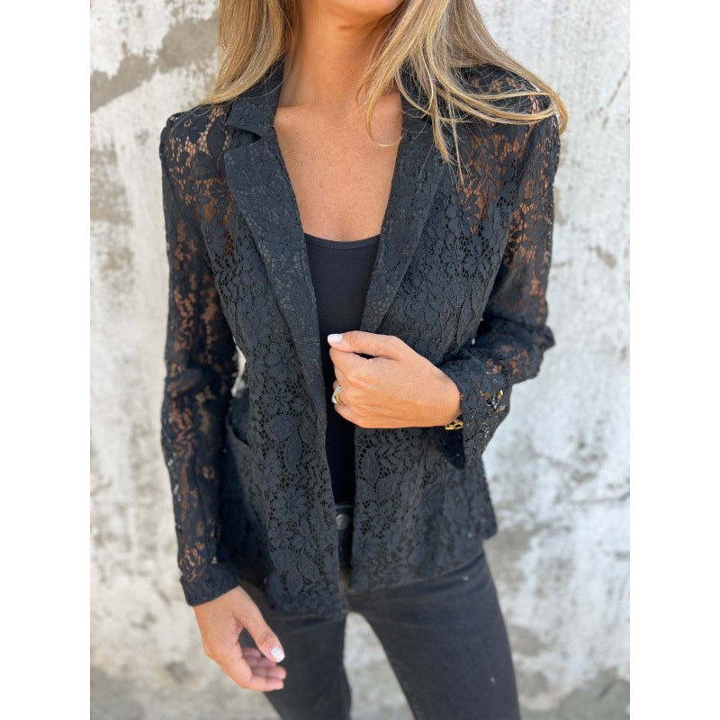 Lace blazer for women with a feminine style featuring delicate lace elements Lune London