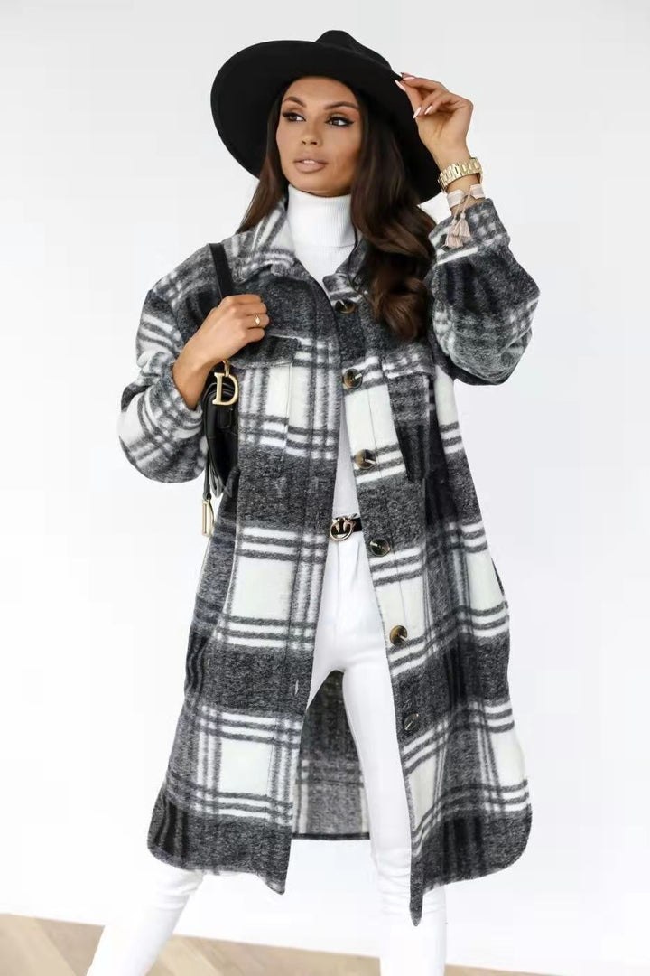 Women Oversized Checkered Shirt-Coat with Practical Pockets Lune London