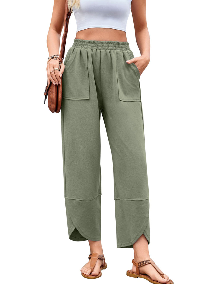 Women's Loose-Fitting Leisure Pants with Elastic Waistband and Practical Pockets Lune London