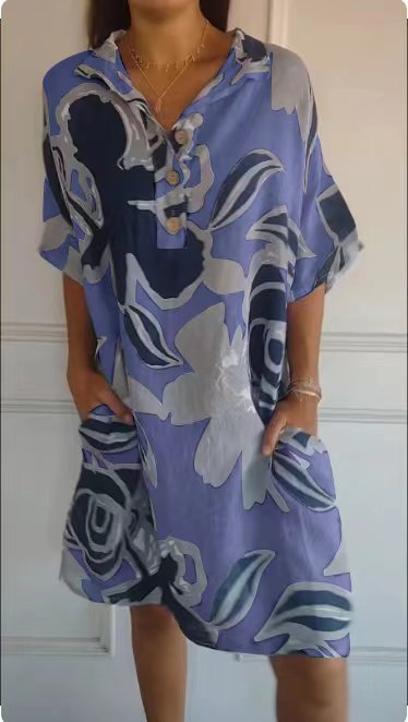 Aerial beach dress for women with trendy pattern and side pockets Lune London