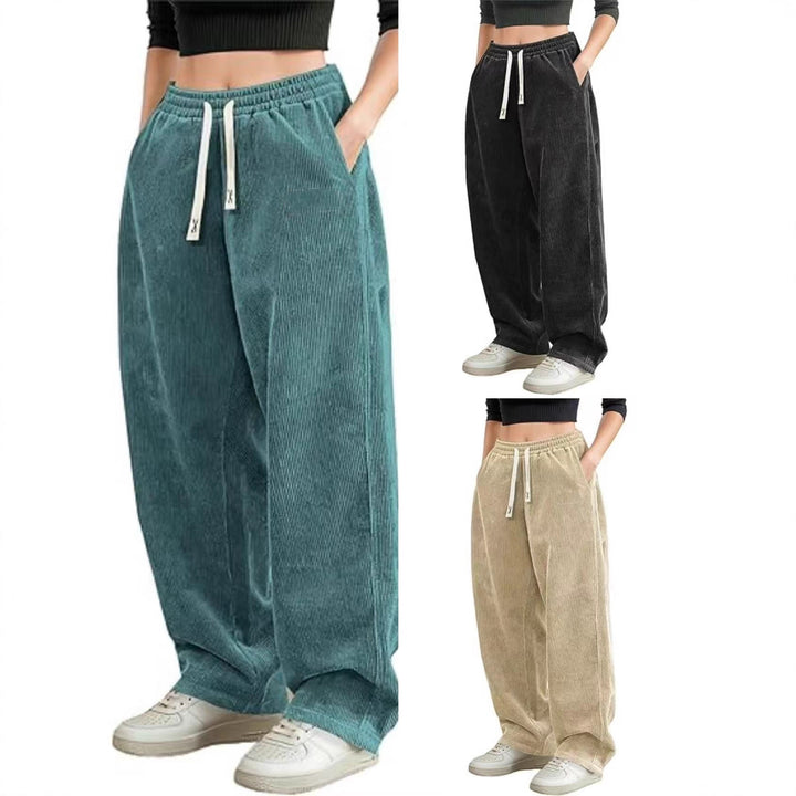 Pantalon large en corduroy pour femmes avec taille élastique Chic & Stil