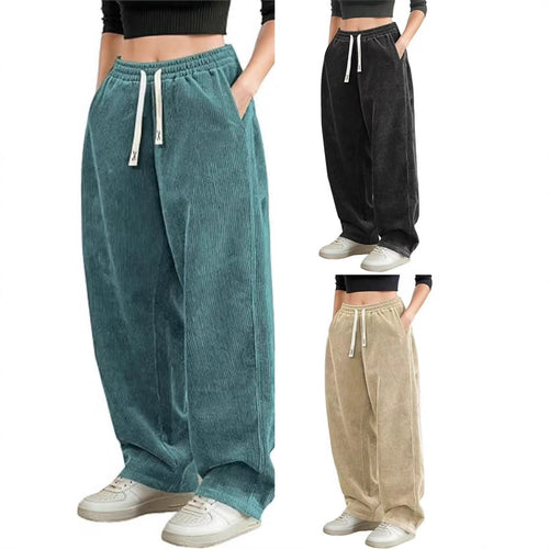 Pantalon large en corduroy pour femmes avec taille élastique Chic & Stil