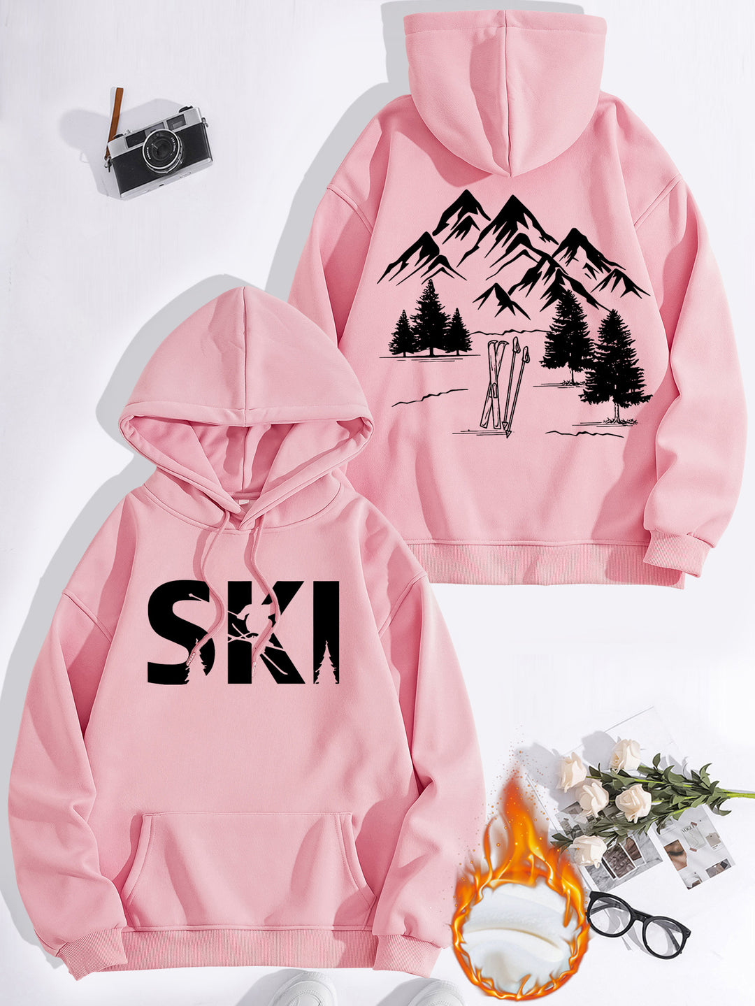 Hoodie pour femmes avec design artistique de ski et coupe confortable Chic & Stil