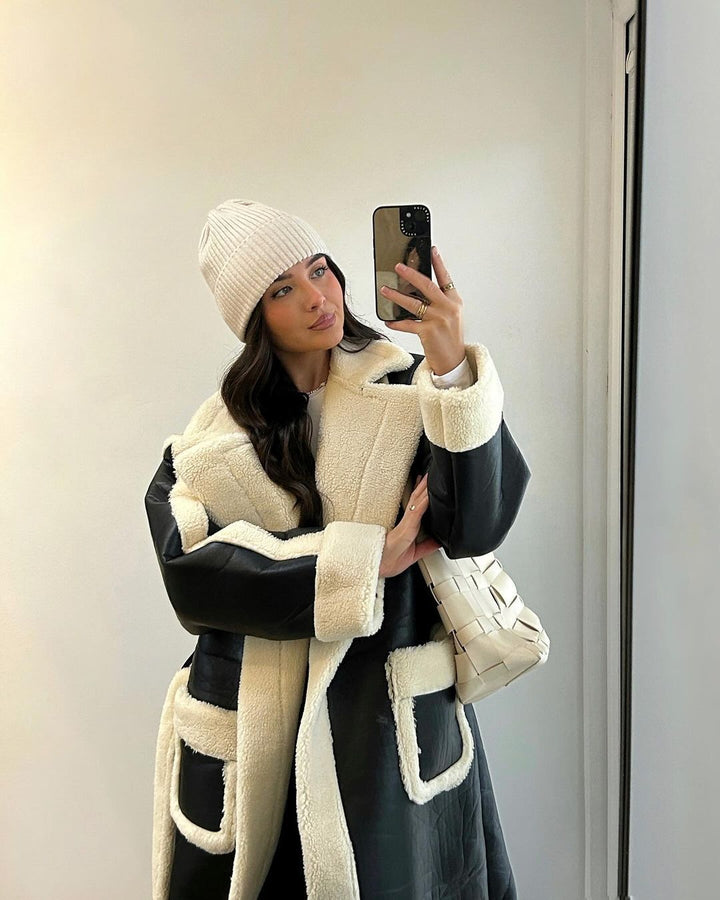 Ladies Oversized Faux Fur Jacket with Pockets and Elegant Cut Lune London