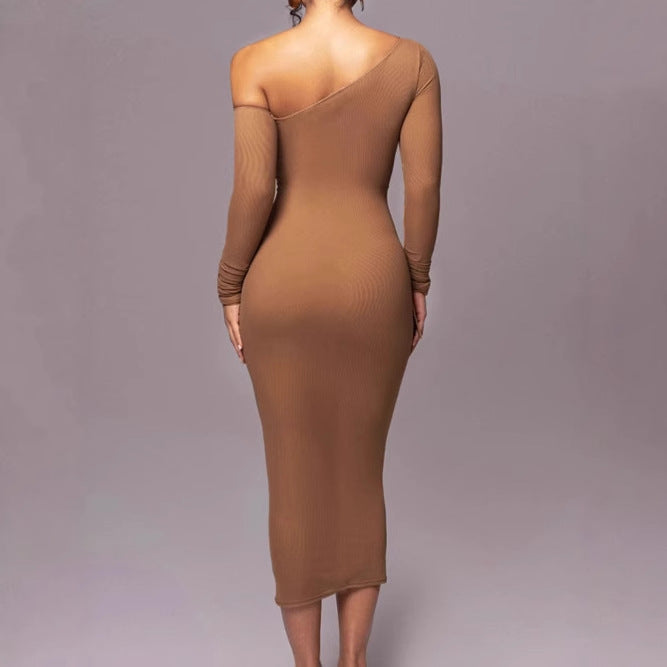 Fitted wrap dress for women with asymmetrical cut and refined ruffle details Lune London