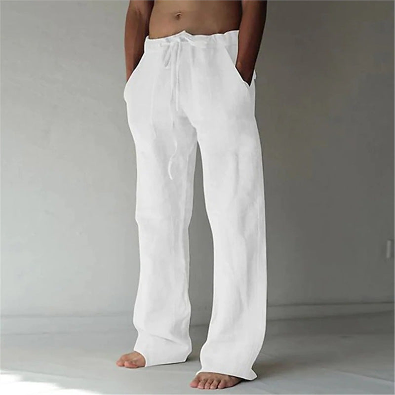Casual linen pants for men with adjustable waist and side pockets Lune London