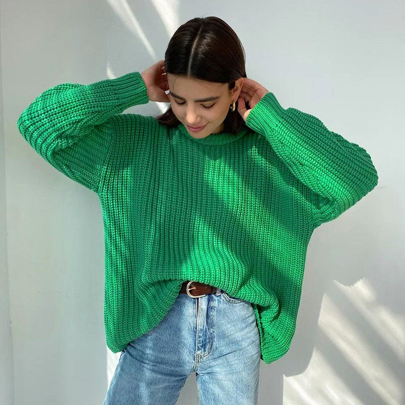 Pull en maille épaisse pour femmes avec coupe décontractée et col rond Chic & Stil