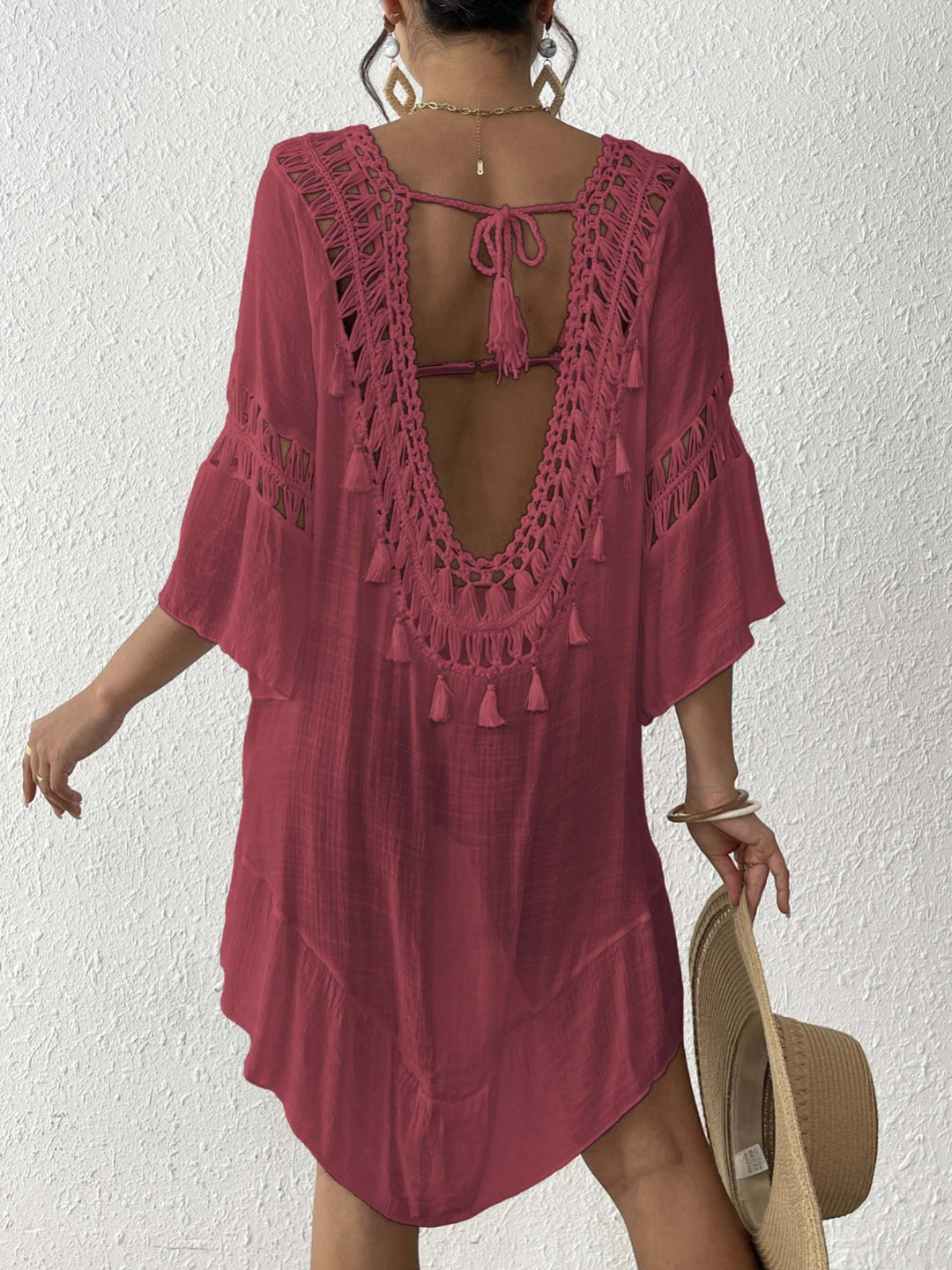 Women's tunic with crochet details for the beach Lune London