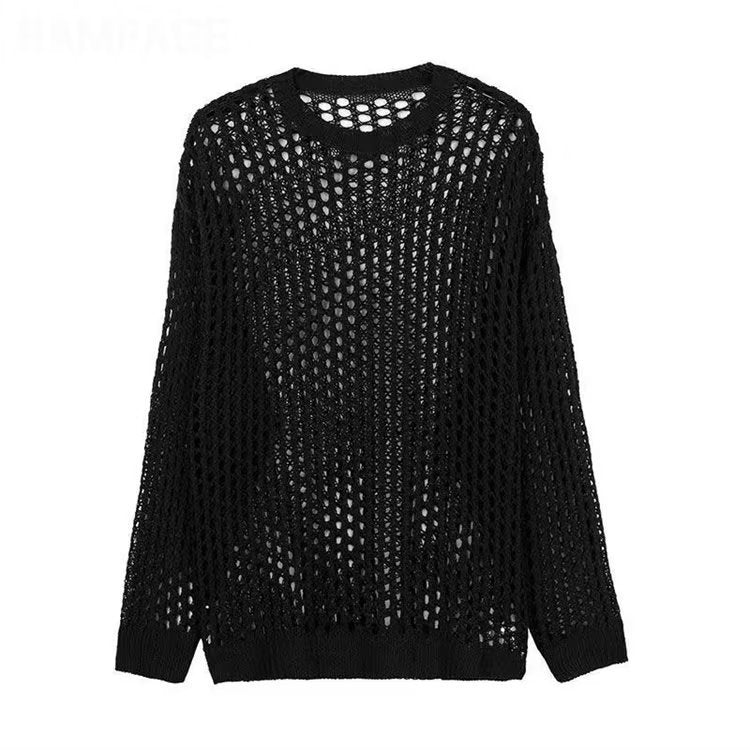 Lightweight knitted sweater for women with openwork pattern and loose fit Lune London