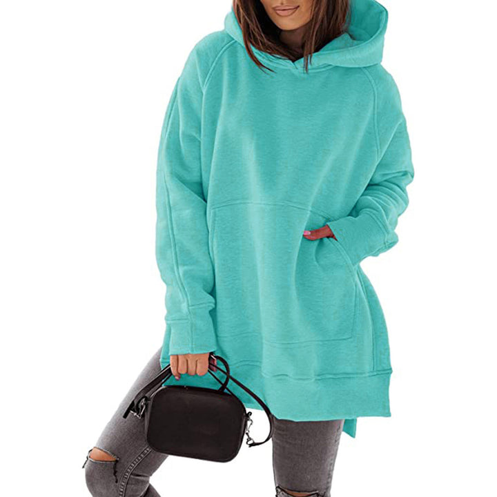 Lady Oversized Hoodie with Side Slits and Chic Fashion Design
