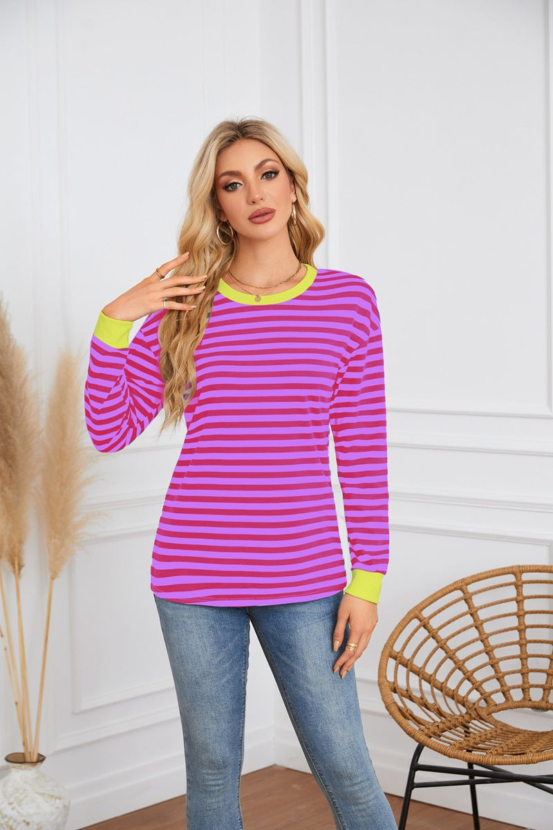 Striped long sleeve ladies t-shirt with round neck Lune London