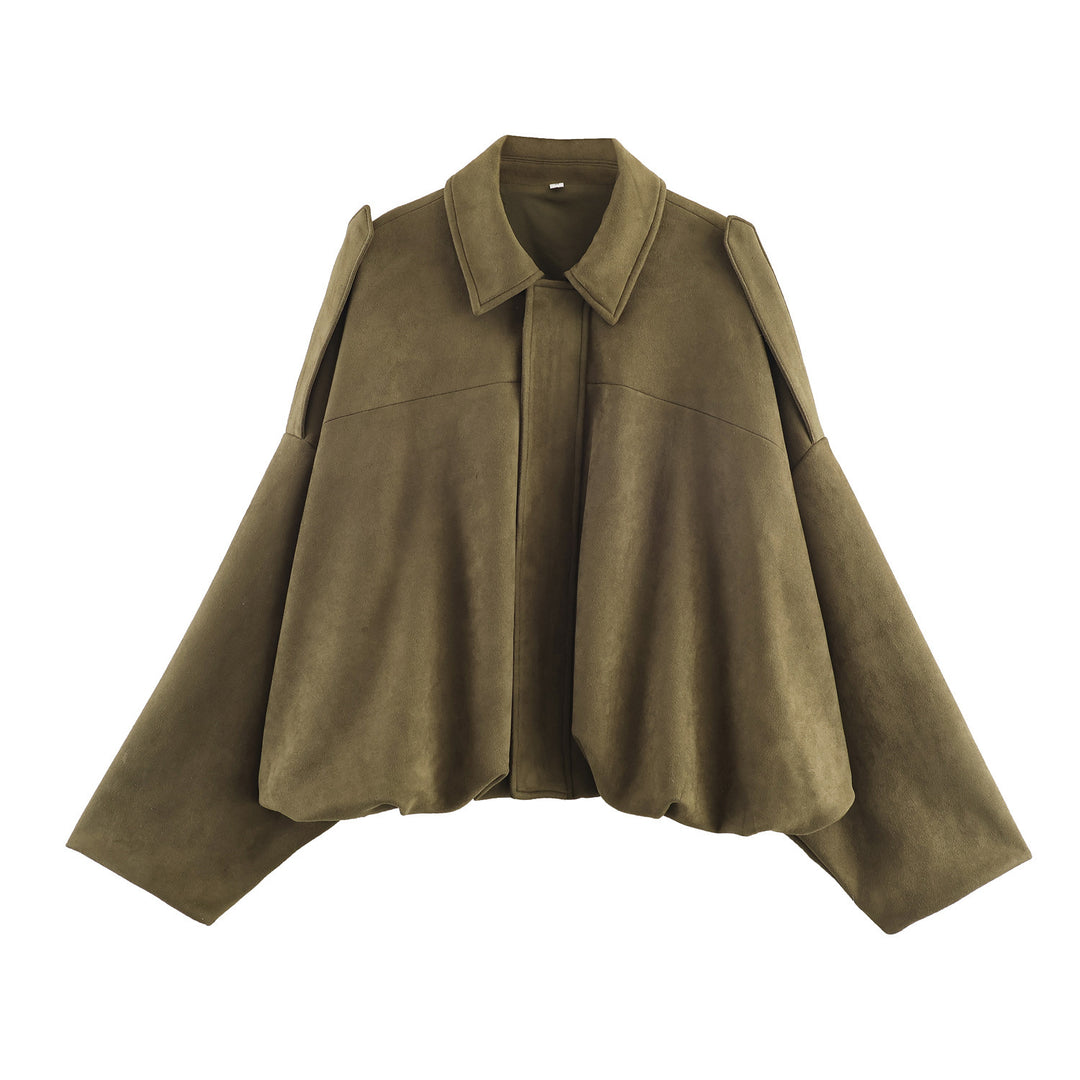 Oversized elegant jacket for women with refined details and a chic collar
