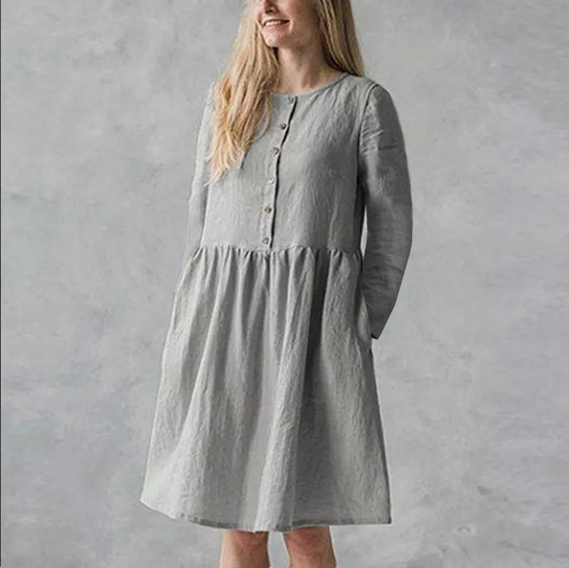 Casual dress for women with button closure and voluminous skirt Lune London