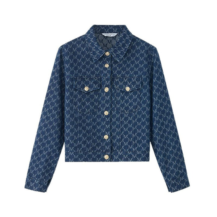 Veste en denim pour femme avec design de logo décoratif Chic & Stil