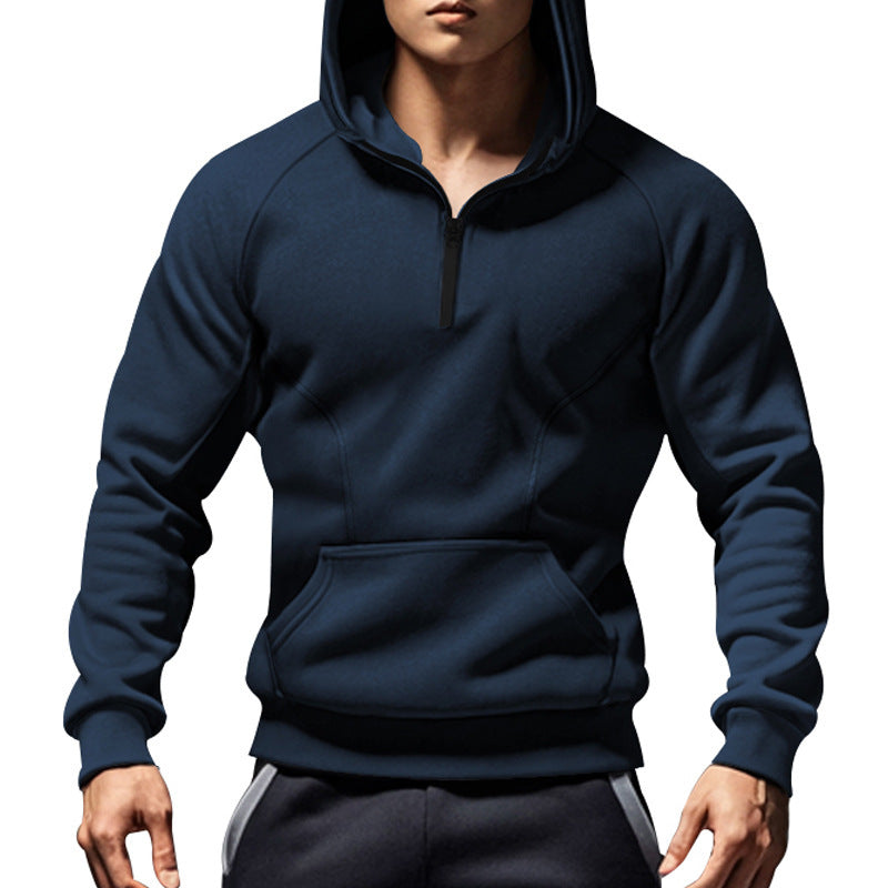Men's sweater with half-zip and practical kangaroo pocket Lune London