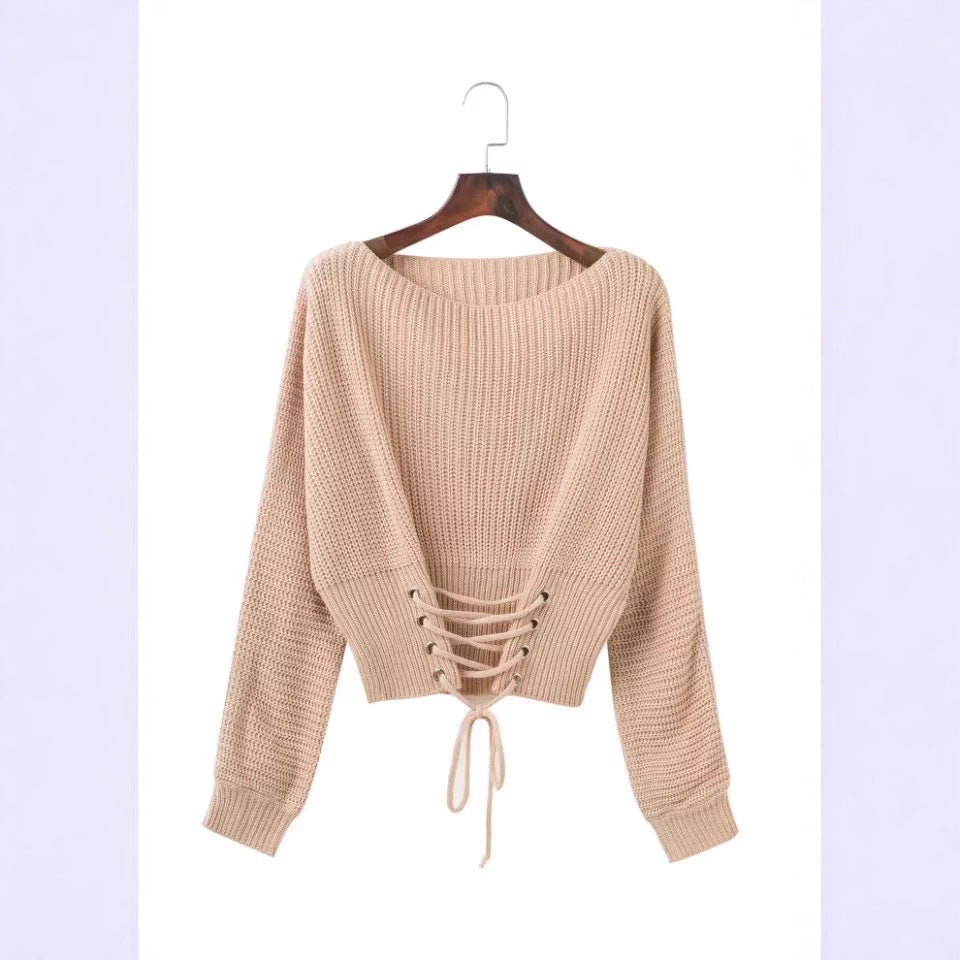 Trendy knit sweater for women with a deep back detail and a relaxed fit Lune London