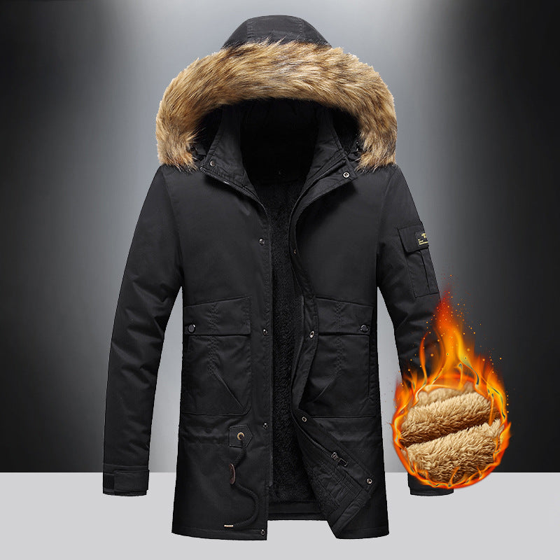 Warm winter parka for men with removable faux fur collar Lune London