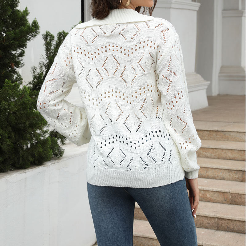 Pull-over tricoté aéré pour femmes avec motif piqué Chic & Stil