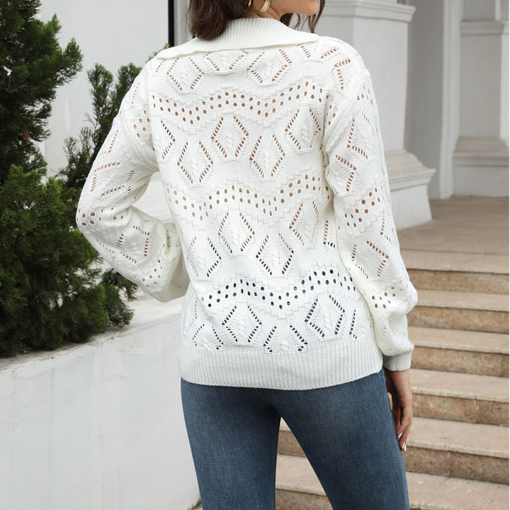 Pull-over tricoté aéré pour femmes avec motif piqué Chic & Stil