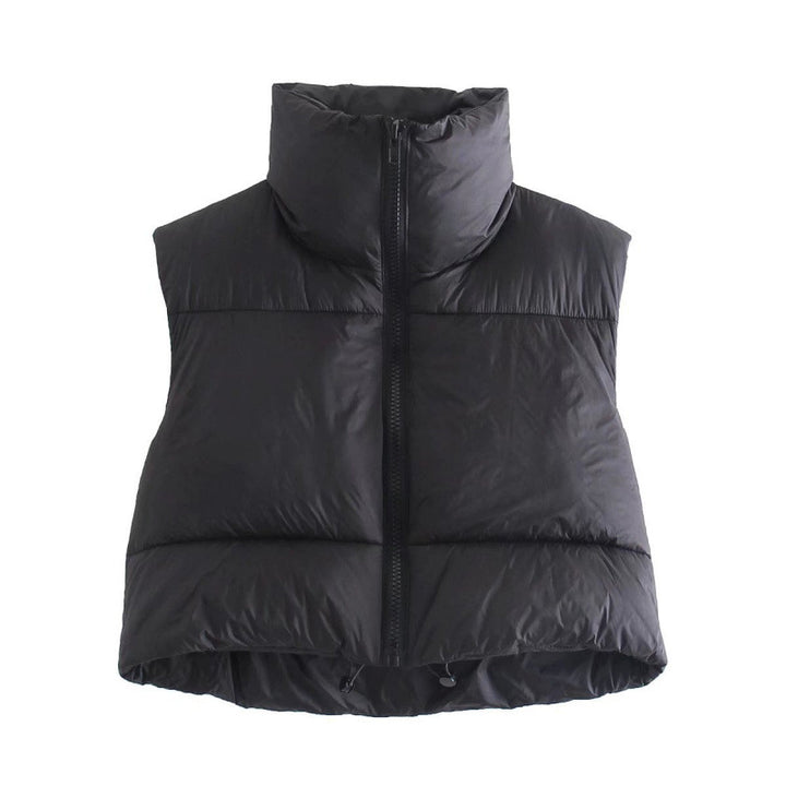 Quilted vest for women with high collar and practical pockets Lune London
