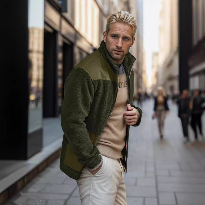 Veste de plein air pour hommes en peluche avec col montant et poches pratiques Lune London