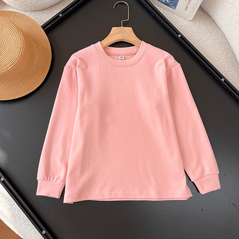 Chemise longue à manches longues confortable pour femme avec col rond