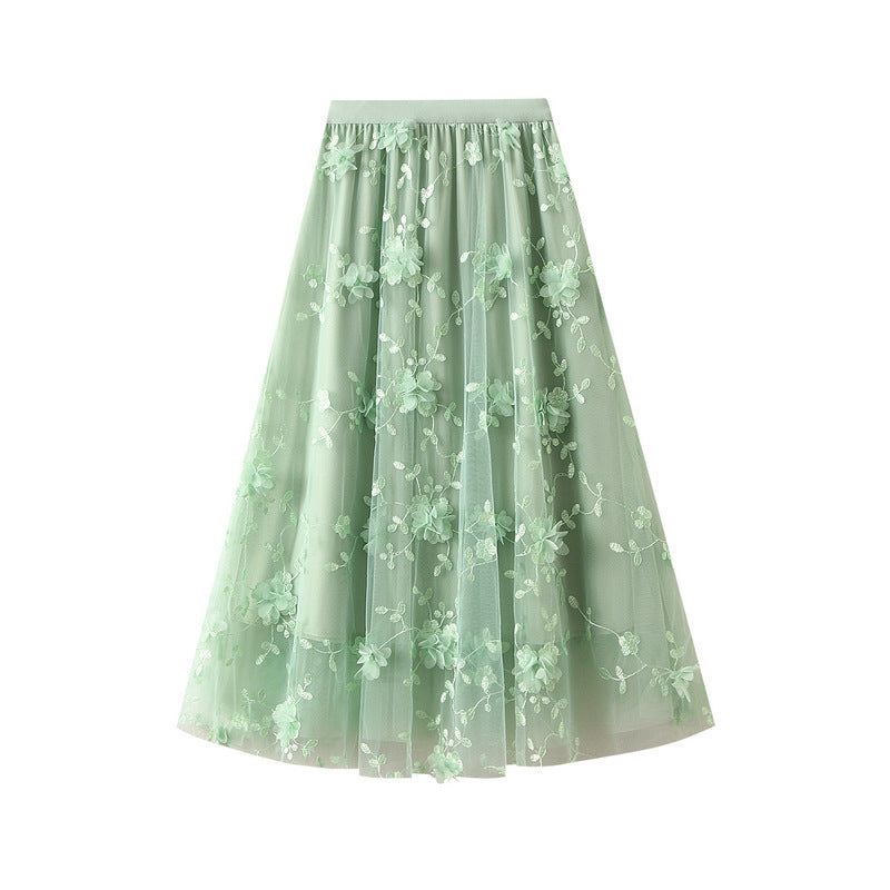 Jupon en tulle pour femmes avec des détails de broderie florale et une taille élastique Chic & Stil