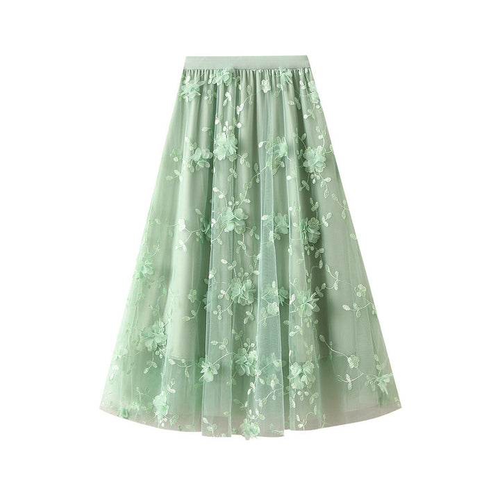 Jupon en tulle pour femmes avec des détails de broderie florale et une taille élastique Chic & Stil