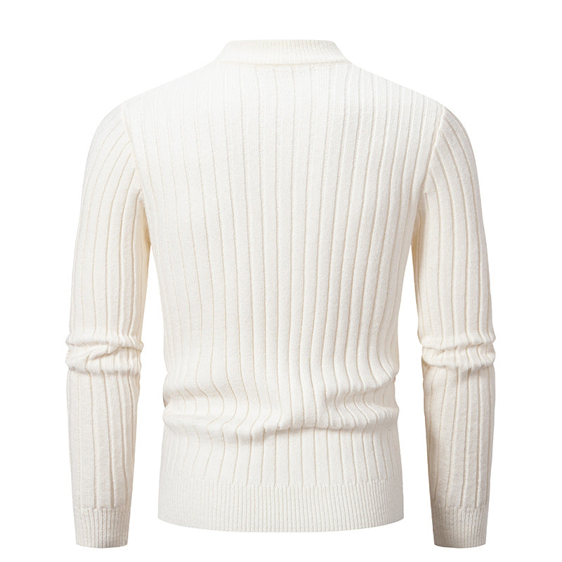 High-quality cotton turtleneck sweater for men with a ribbed cable pattern Lune London
