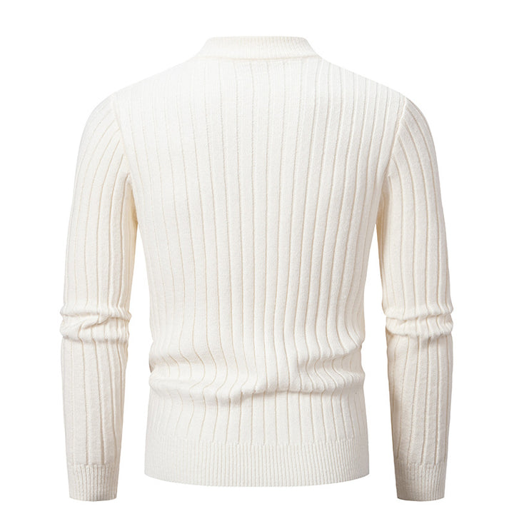 High-quality cotton turtleneck sweater for men with a ribbed cable pattern Lune London