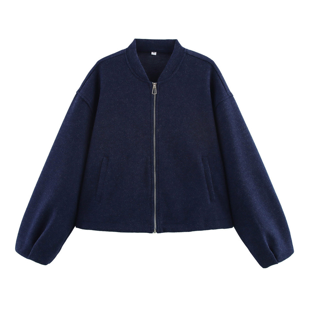 Casual transition jacket for women with high collar and asymmetrical cut Lune London