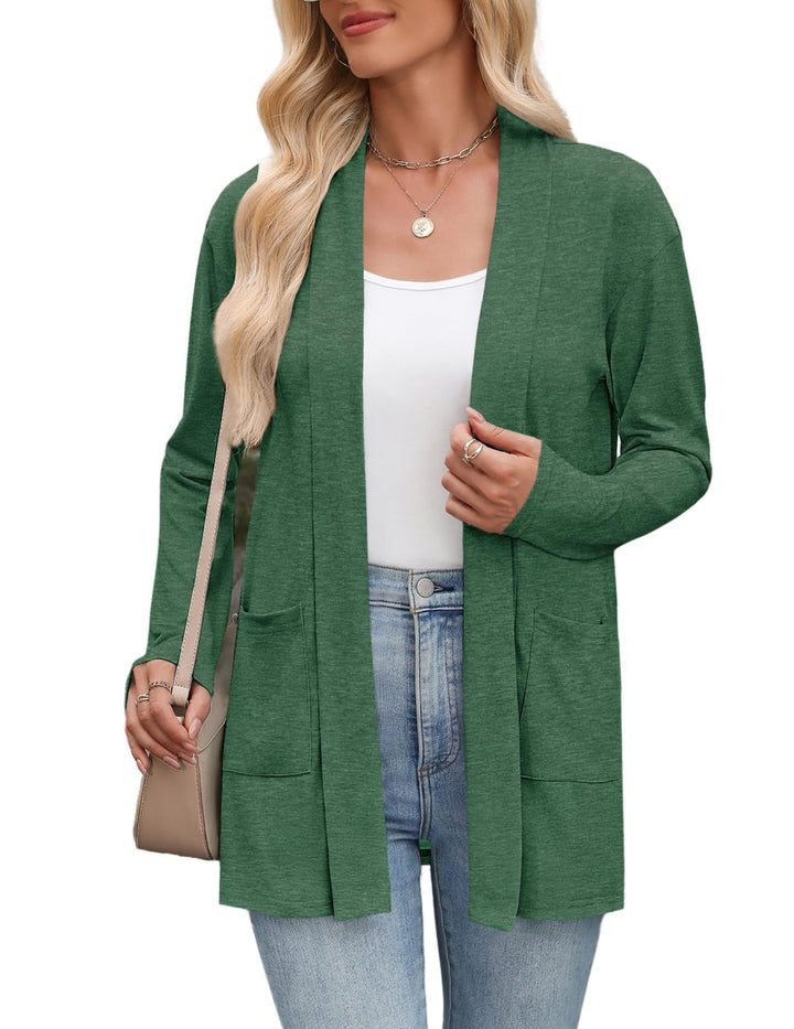 Longline cardigan for women with trendy button details and an open front closure Lune London