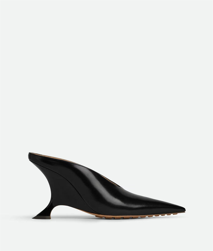 Women’s Pointed Metallic Wedge Mules with Sculpted Heel Lune London
