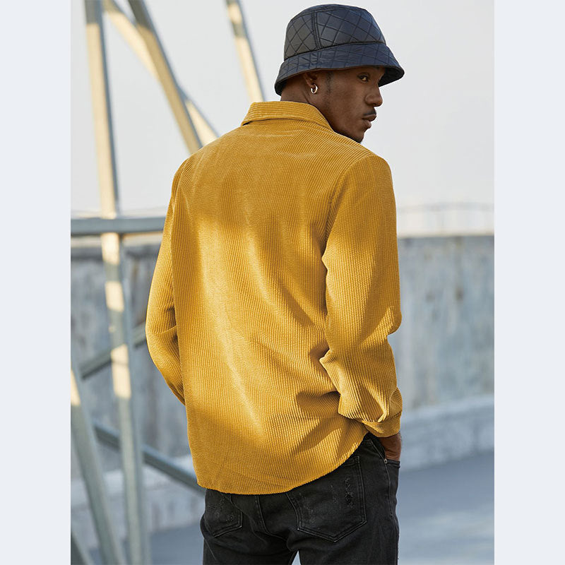 Men's long sleeve Henley shirt with textured fabric and chest pocket Lune London