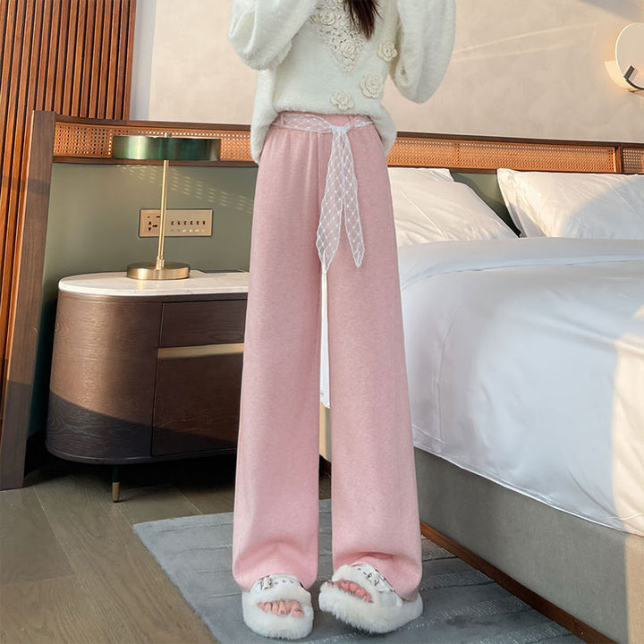 Pantalons larges taille haute pour femmes avec des détails de laçage décoratifs Chic & Stil