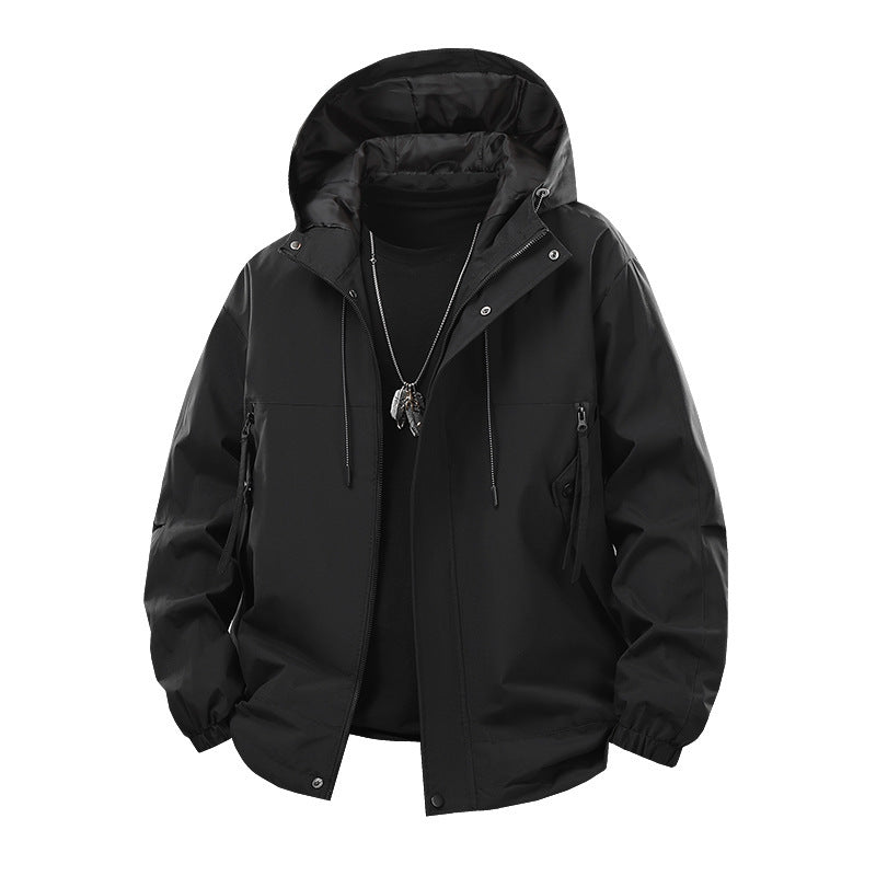 Technical outdoor jacket for men with breathable membrane and multifunctional pockets Lune London