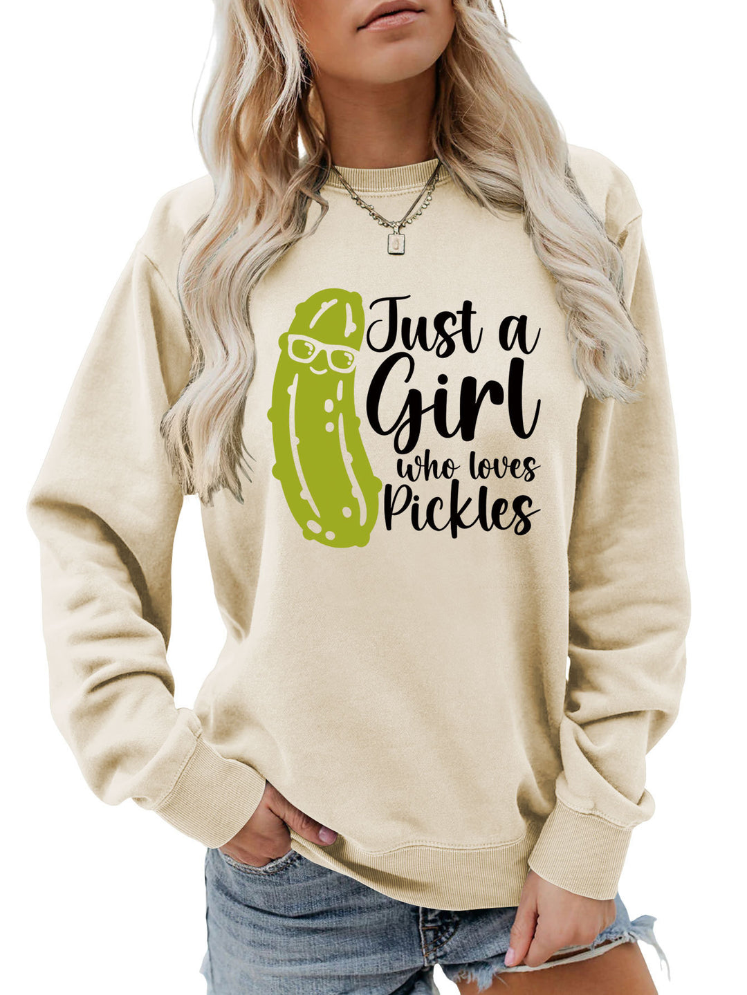 Sweat-shirt pour femmes avec motif de concombre humoristique et coupe décontractée Chic & Stil