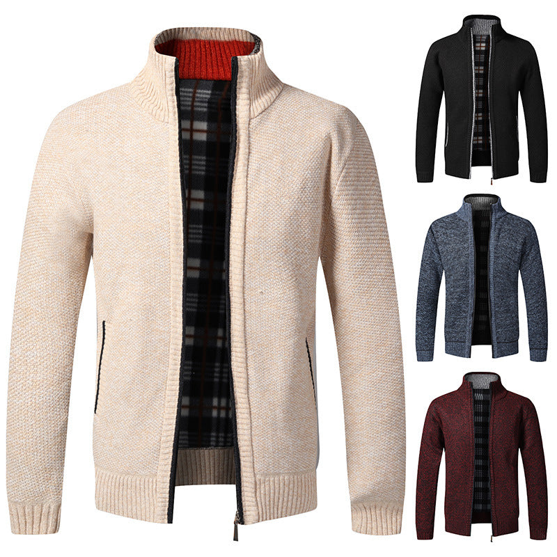 Trendy knitted jacket for men with high collar and practical pockets Lune London
