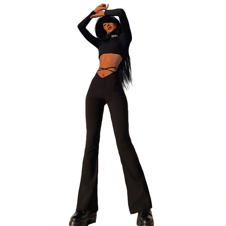 Ladies Lounge Set Slim Cut with High Waist and Flared Pants Lune London