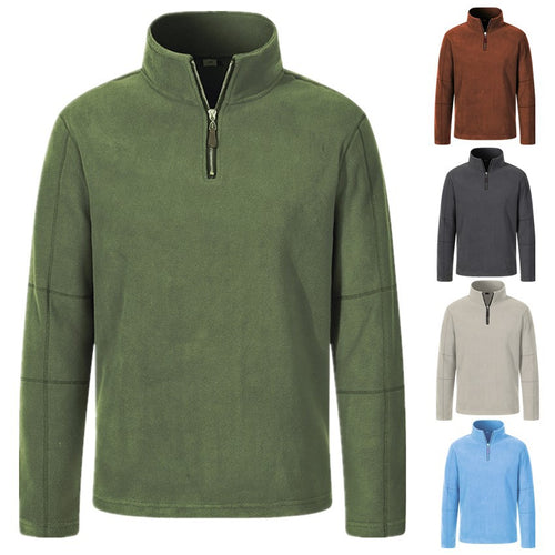 Fleece pullover for men with half-zip and high collar Lune London