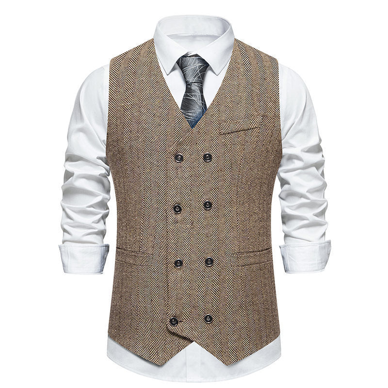Elegant double-breasted vest for men with textured design Lune London