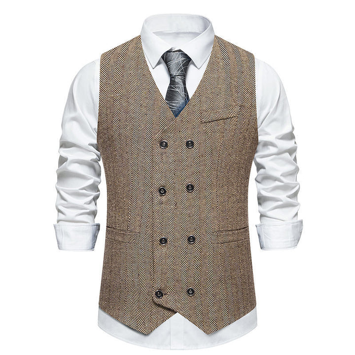 Elegant double-breasted vest for men with textured design Lune London