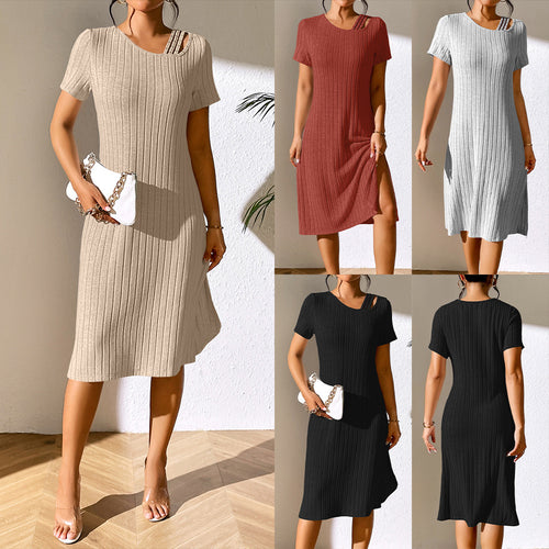 Knit dress for women with trendy neckline and elastic material Lune London