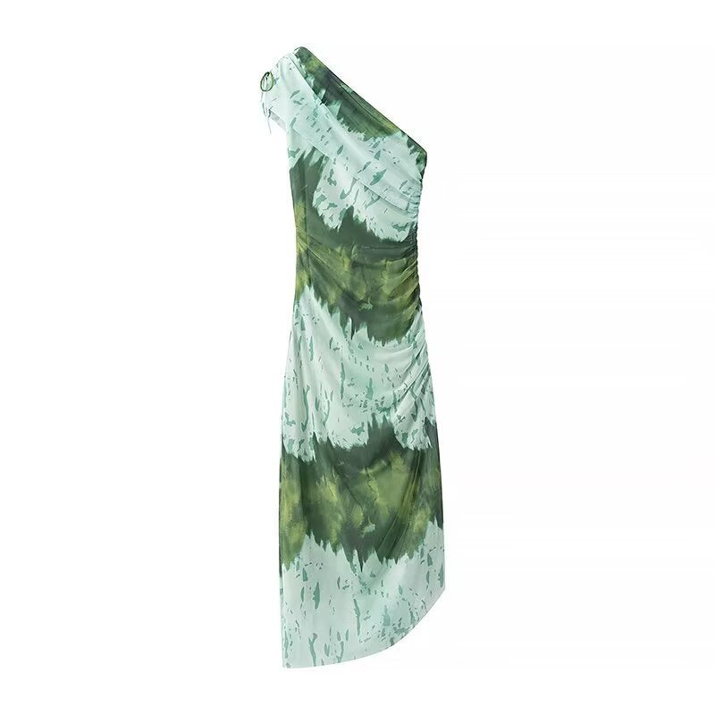 One-shoulder dress for women with refined ruffle details Lune London
