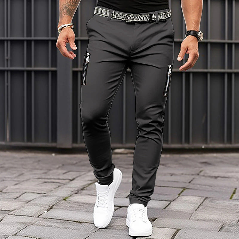 Trendy Slim-Fit Pants for Men with Zippered Pockets Lune London
