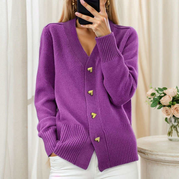 Knit jacket for women with heart-shaped buttons and a relaxed fit Lune London