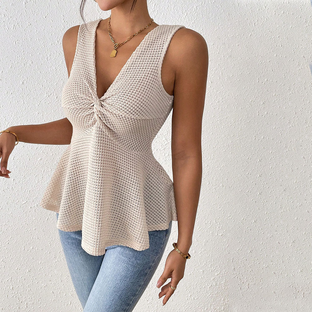 Top sans manches élégant pour femmes avec coupe fluide et nœud décoratif Chic & Stil