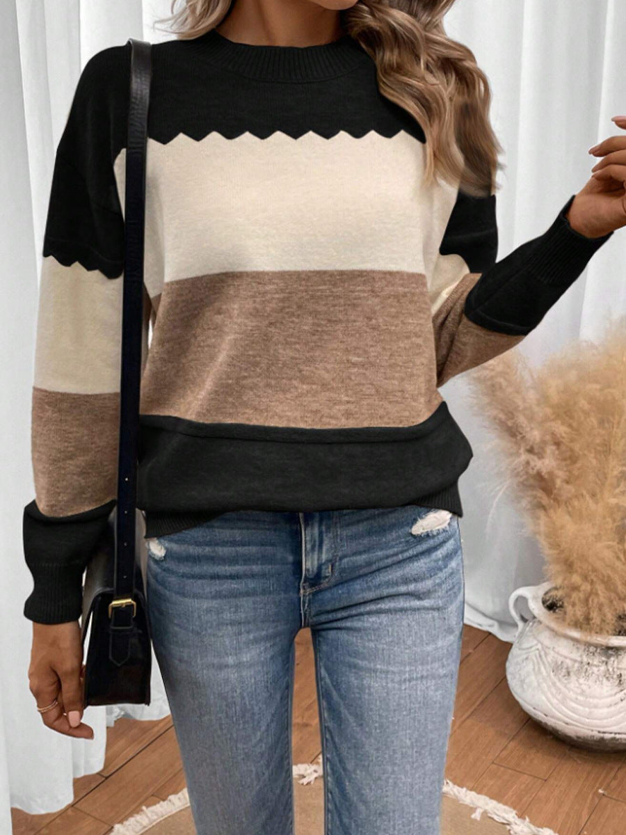 Women's comfortable sweater with a modern blocked stripes design Lune London