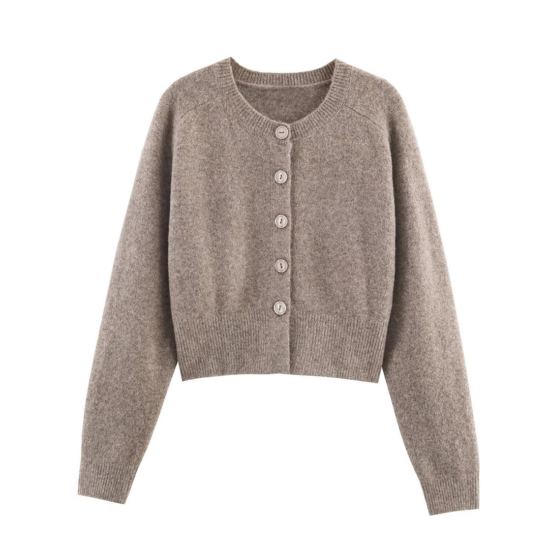 Short knitted jacket for women with button closure Lune London