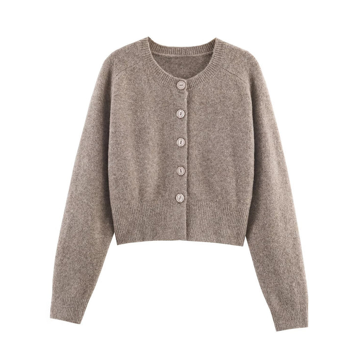Short knitted jacket for women with button closure Lune London